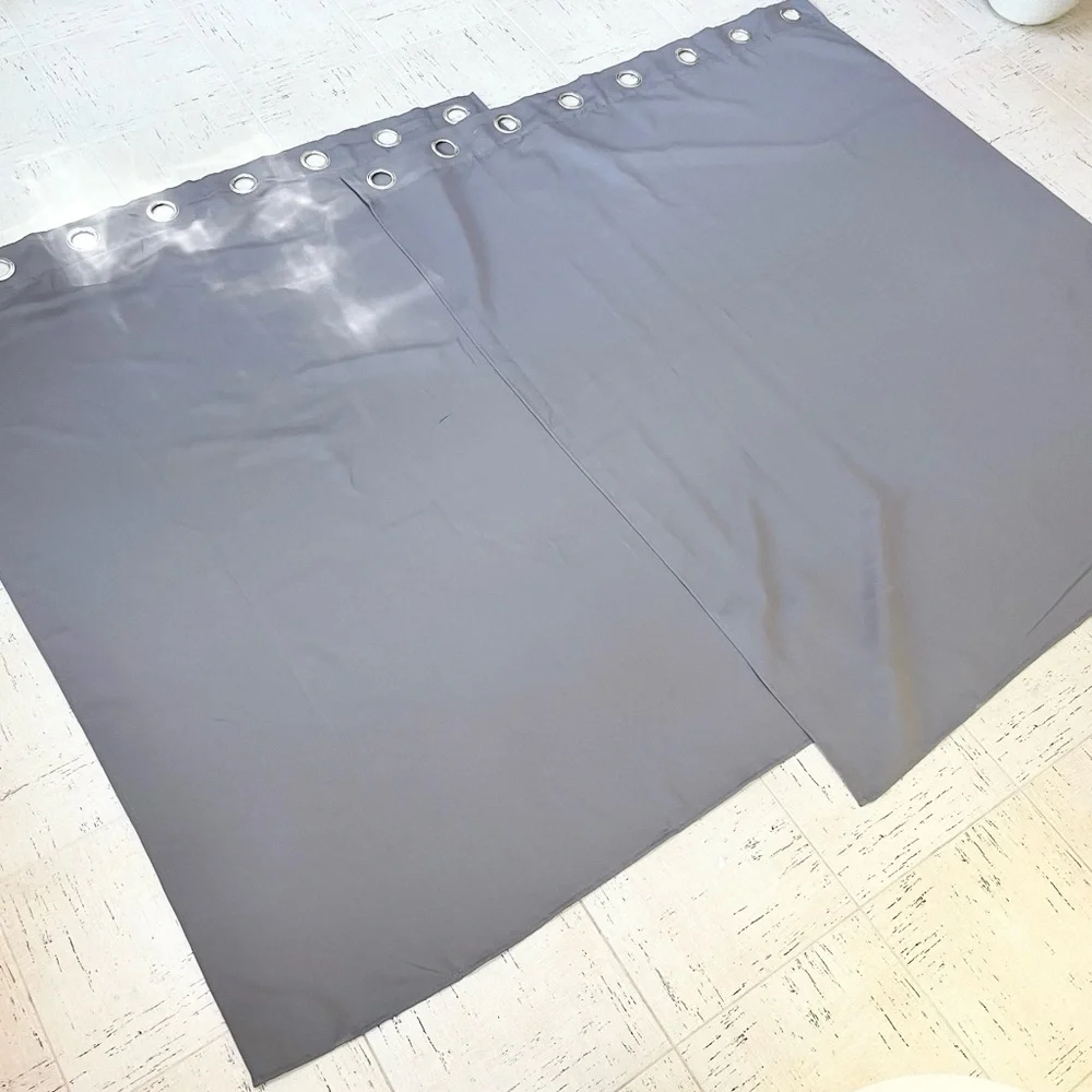 Set 2 Dark Solid Gray Light Blocking Curtains Drapes Metal Grommets 64